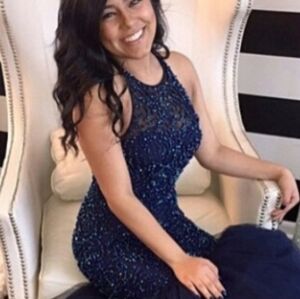 Navy blue beaded gown